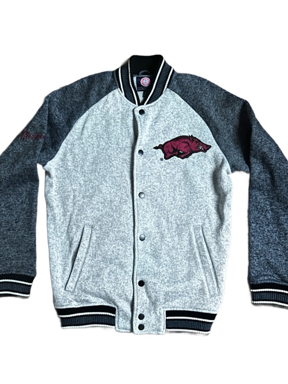 GIII Sports By Carl Banks ~ Large ~ Gray  W/ Red Logo Arkansas Razorbacks Jacket